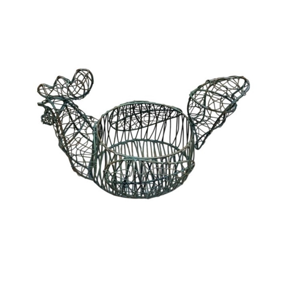 Rustic Farmhouse Wire Chicken Egg Decorative Basket French Country Small